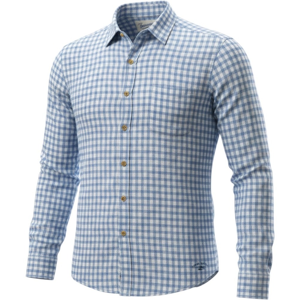 Tommy Bahama Relax Mens XXL Blue White Gingham 100% Linen Long Sleeve Shirt